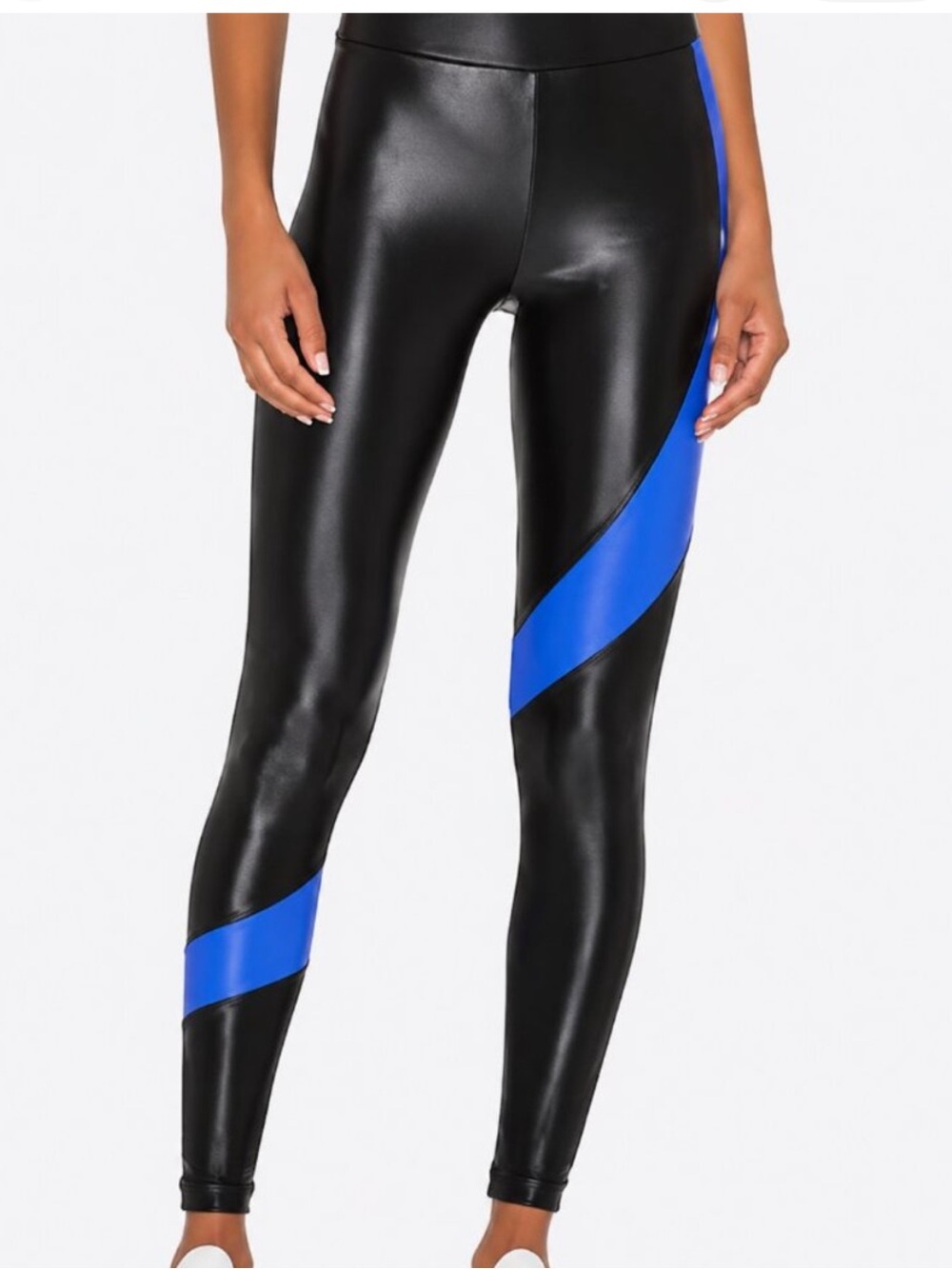 Koral Pista Infinity Black High-Shine Leggings with Blue Stripe